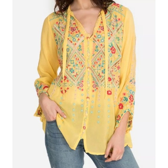 Johnny Was Tops - JOHNNY WAS arges embroidered georgette blouse